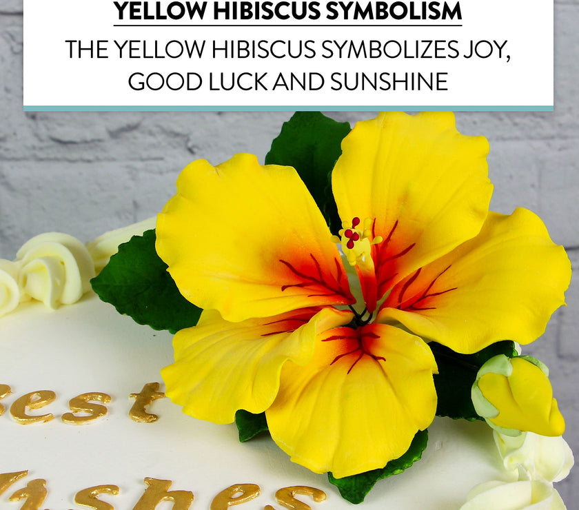 Tropical Hibiscus Sugar Cake Flower Spray by Global Sugar Art, Yellow