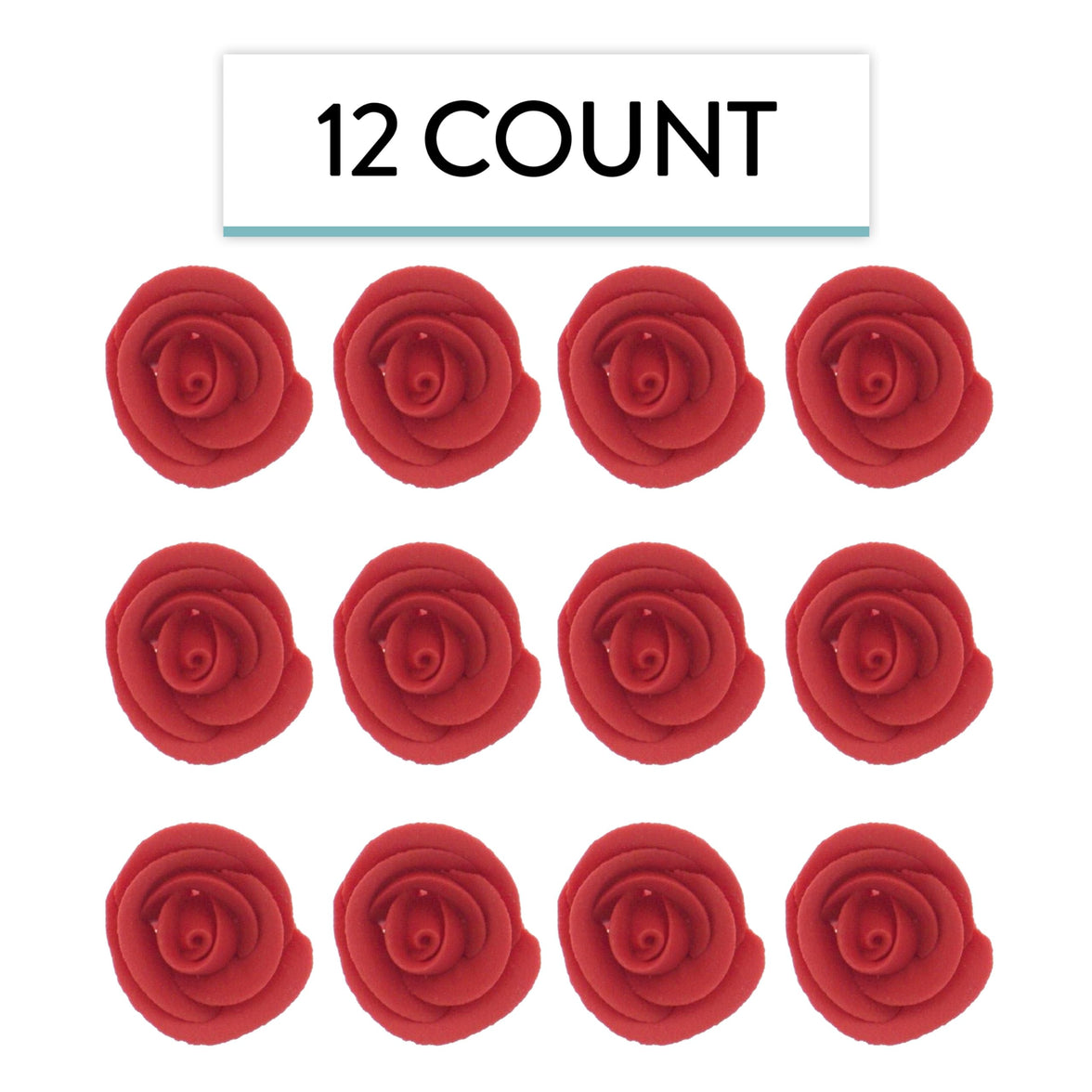 Premium Edible Roses for Cakes and Cupcakes, Sweet Royal Icing Roses, by Global Sugar Art, Red