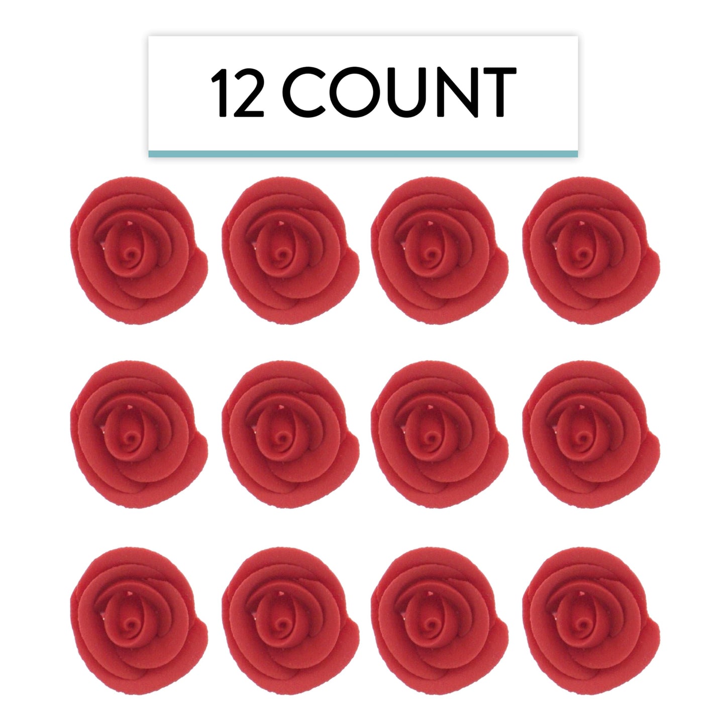 Red Edible Roses, 1.5-inch, 12 Count