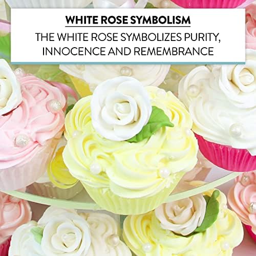 Premium Edible Roses with Leaves, Edible Sugar Cake & Cupcake Flower Kit, by Global Sugar Art, White