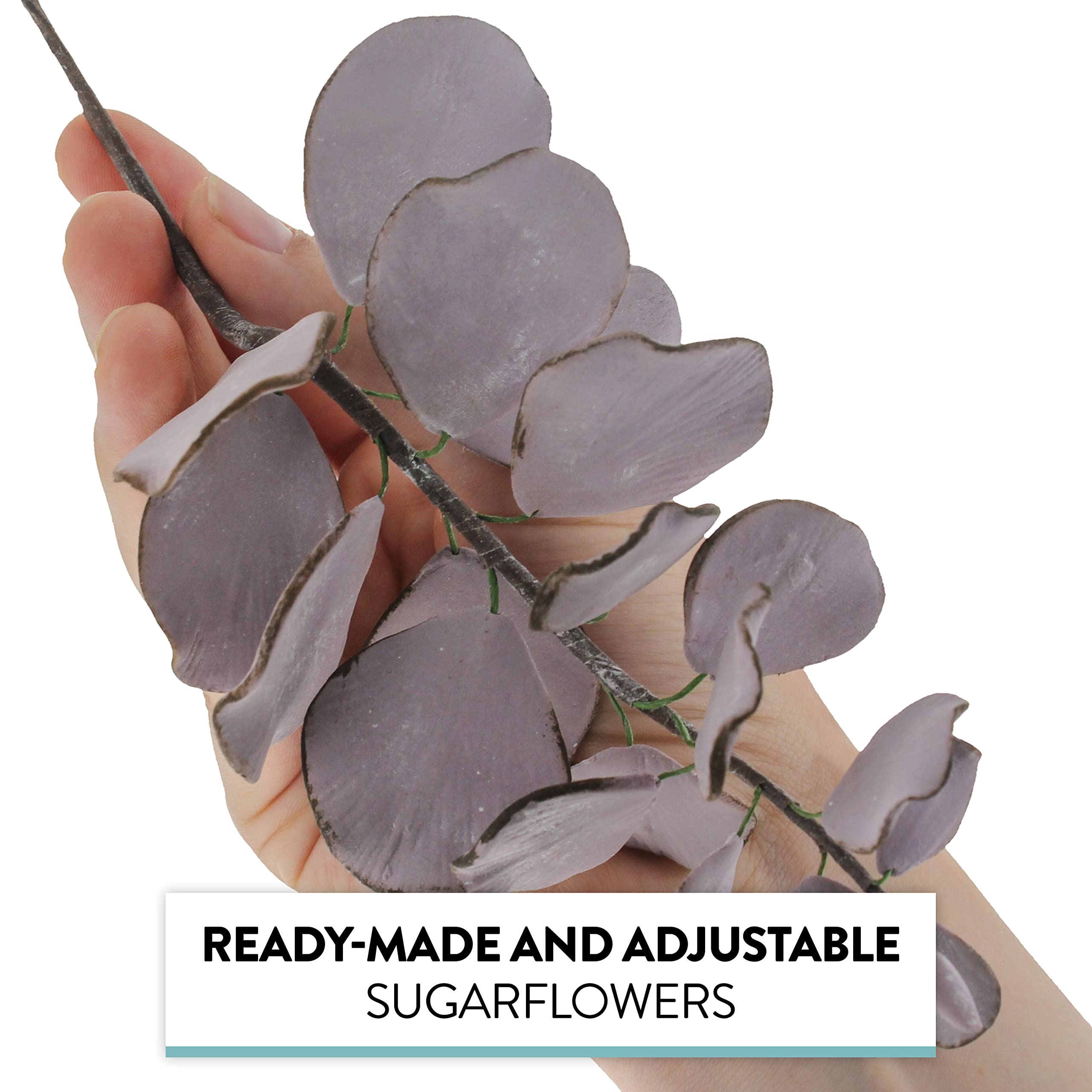 Eucalyptus Sugar Flowers for Cake Decorating, by Global Sugar Art, 5 Count, Mauve