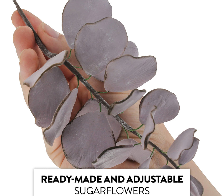 Eucalyptus Sugar Flowers for Cake Decorating, by Global Sugar Art, 5 Count, Mauve