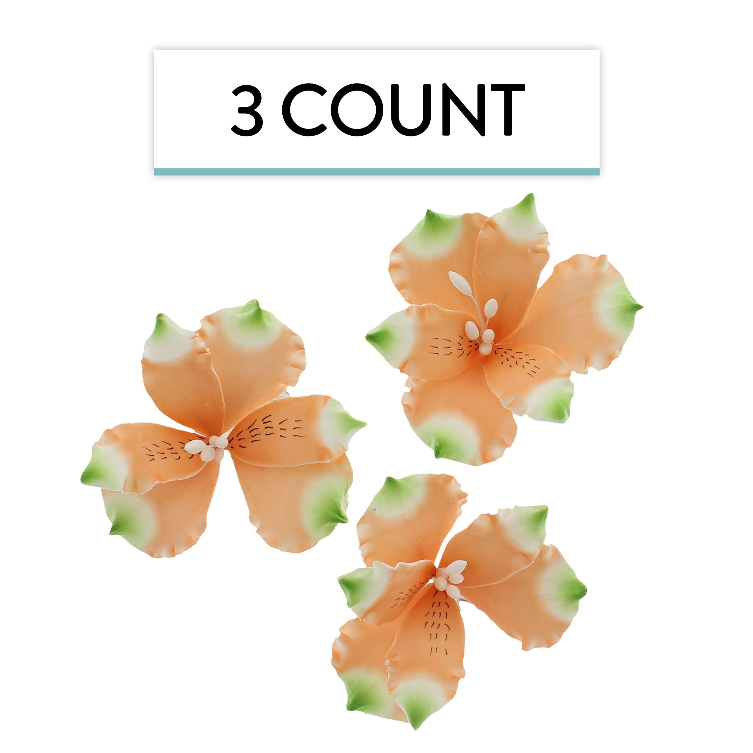 Global Sugar Art Orange Alstroemeria Sugar Cake Flowers by Chef Alan Tetreault, 3 Count