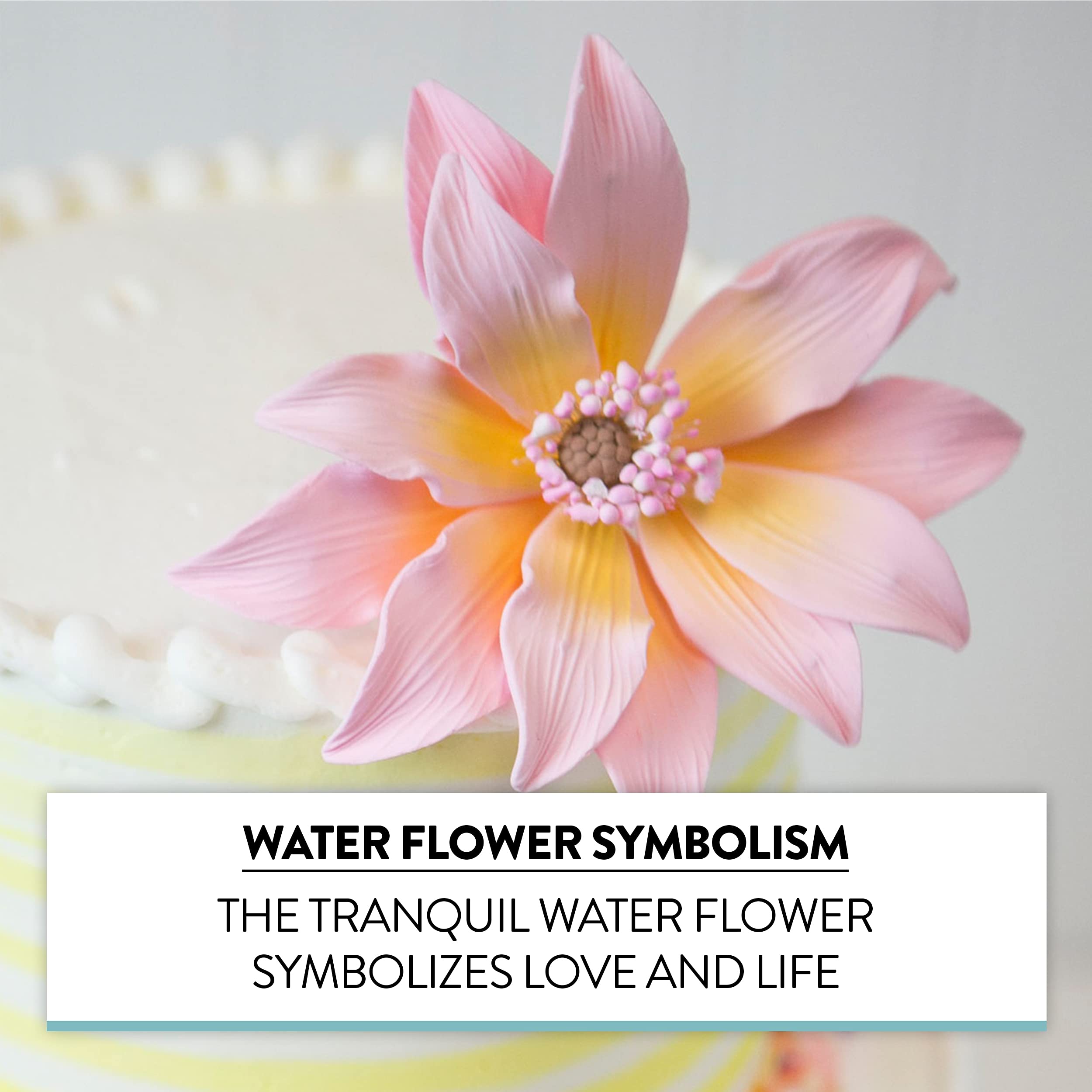 Tranquil Water Flowers, Decorative Sugar Cake Flowers by Global Sugar Art, 3 Count, Pink