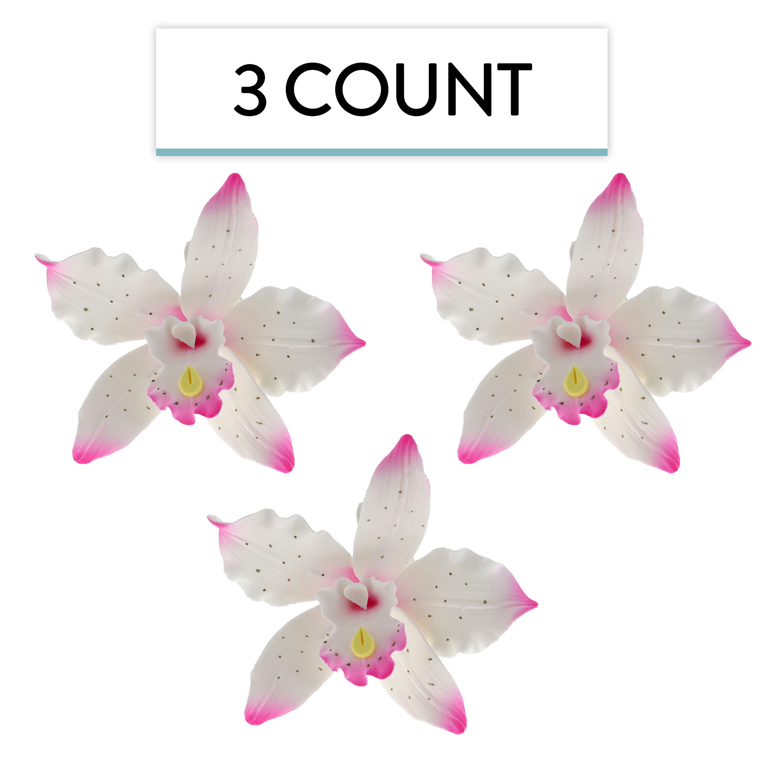 Orchid Sugar Cake Flowers, Brassavola Style Orchids, by Global Sugar Art, 3 Count, Pink