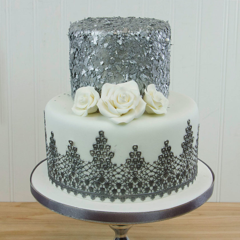 Classic Tea Rose Sugar Cake Flowers, by Global Sugar Art, Wired, White, Medium