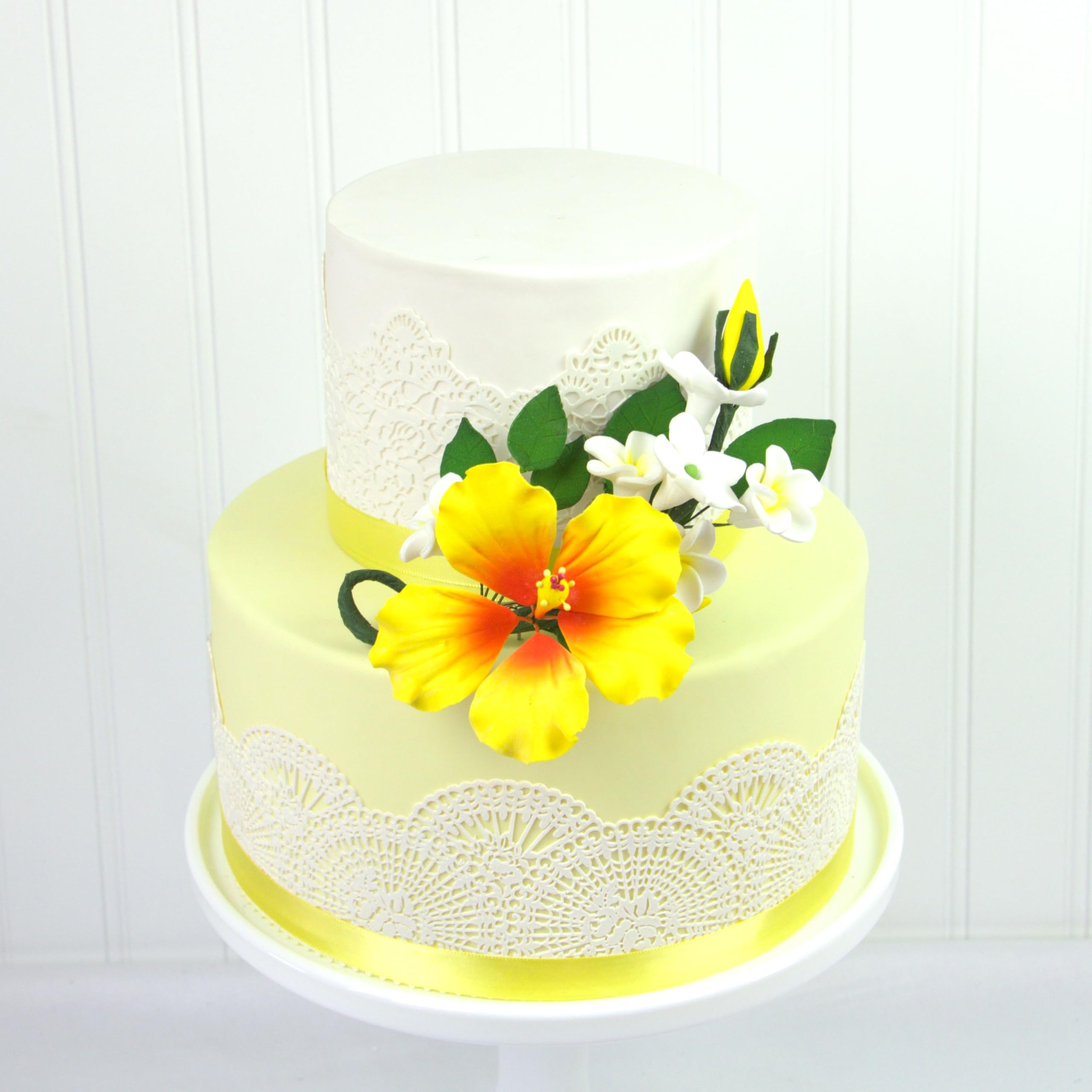 Premium Hibiscus Sugar Flower Sprays by Global Sugar Art, Yellow