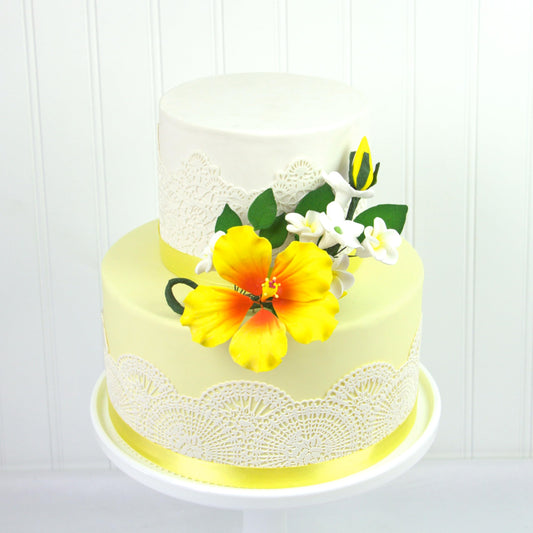 Yellow Tropical Hibiscus Plumeria Spray
