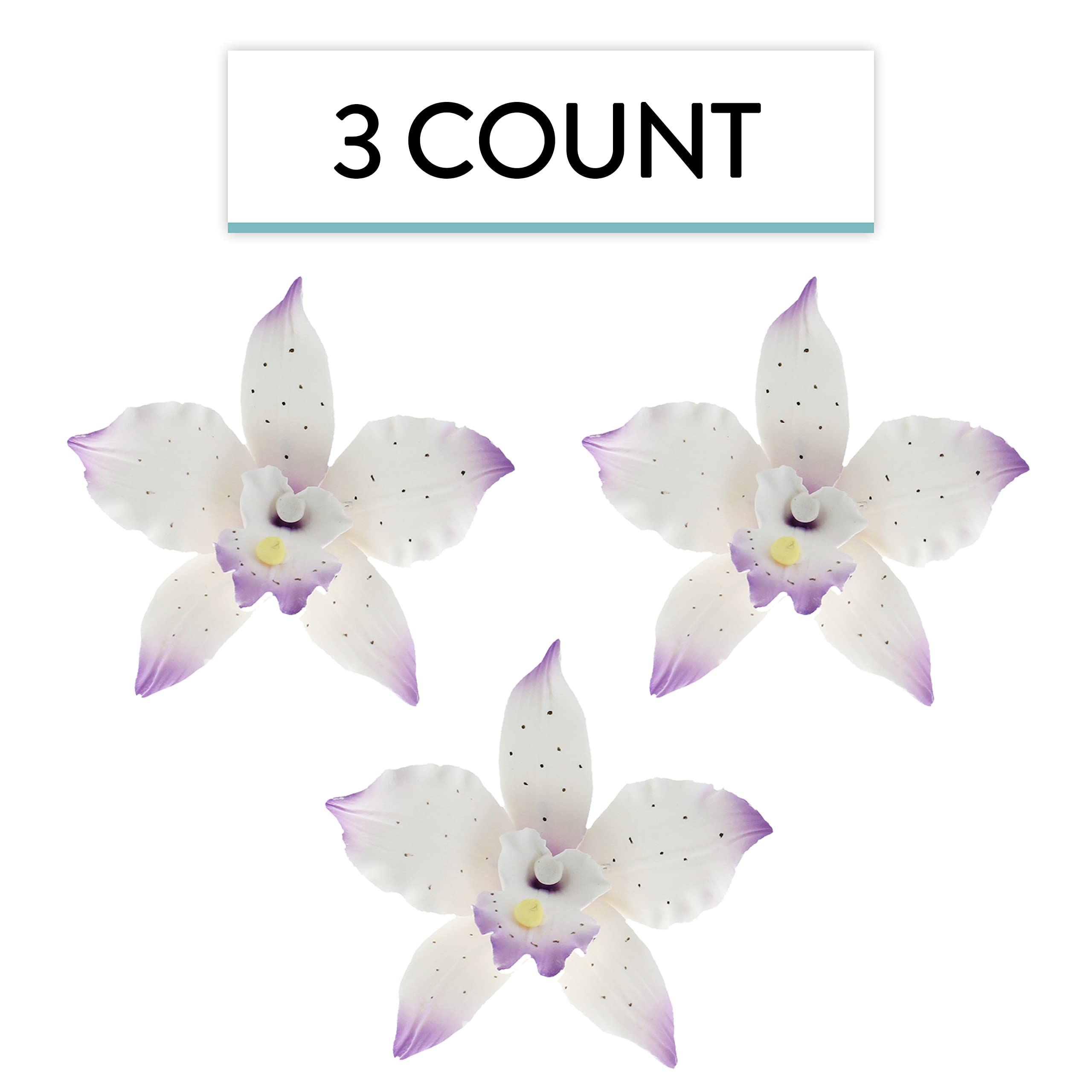 Orchid Sugar Cake Flowers, Brassavola Style Orchids, by Global Sugar Art, 3 Count, Purple