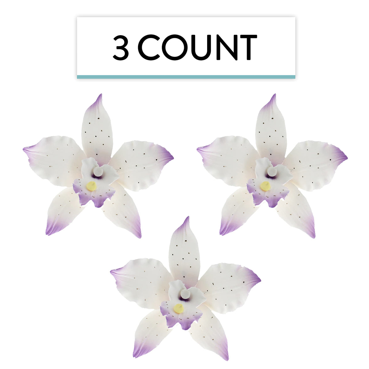 Orchid Sugar Cake Flowers, Brassavola Style Orchids, by Global Sugar Art, 3 Count, Purple