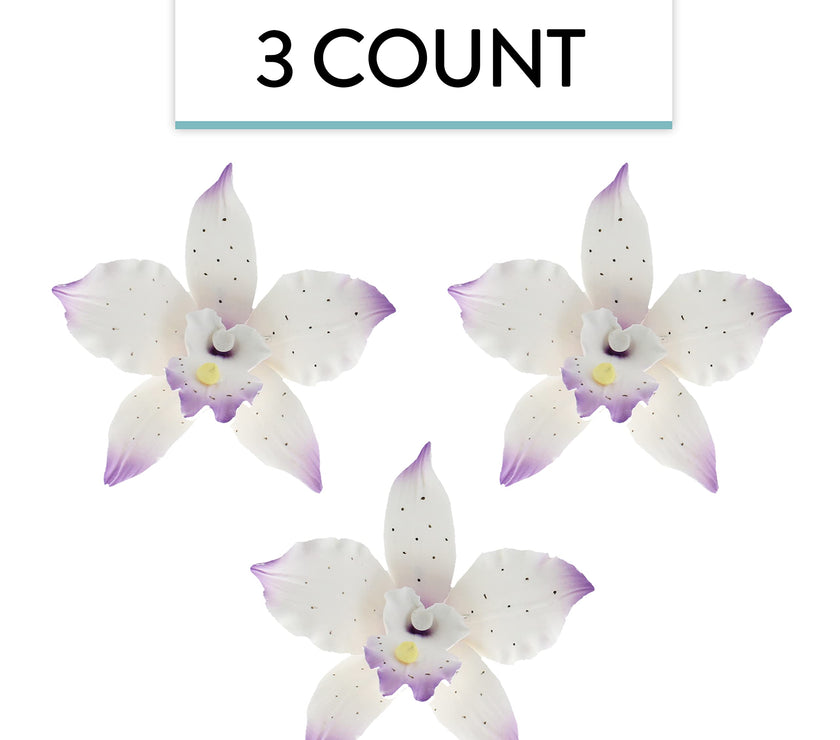Orchid Sugar Cake Flowers, Brassavola Style Orchids, by Global Sugar Art, 3 Count, Purple