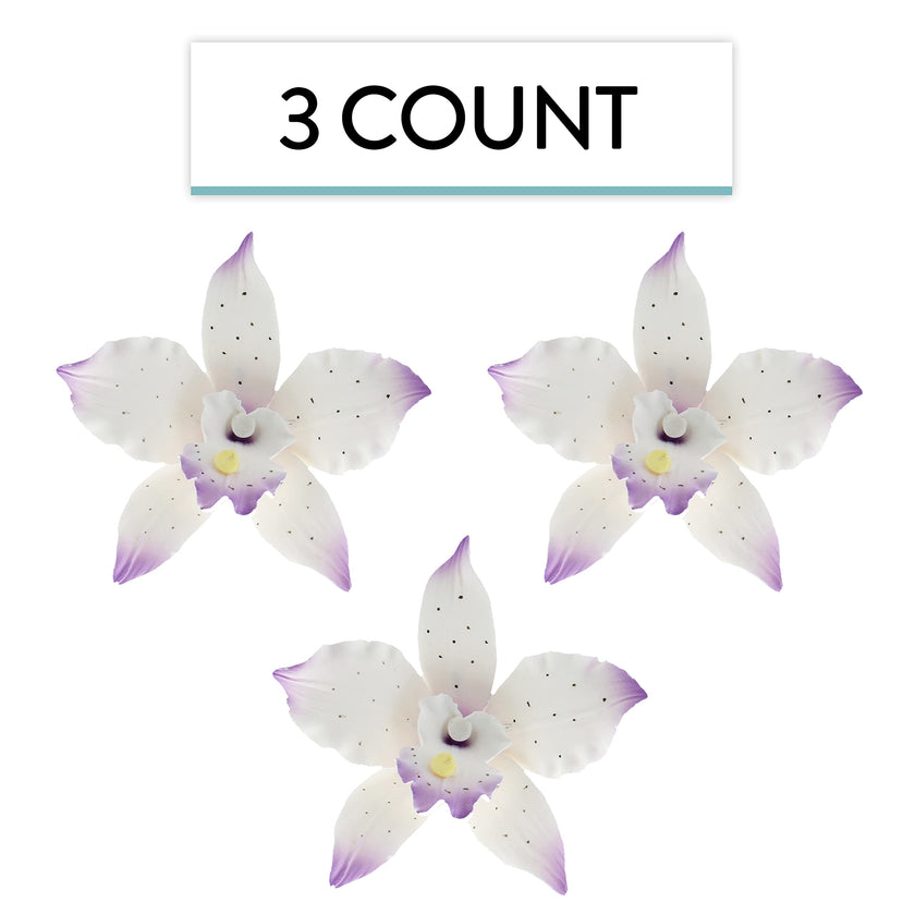 Orchid Sugar Cake Flowers, Brassavola Style Orchids, by Global Sugar Art, 3 Count, Purple