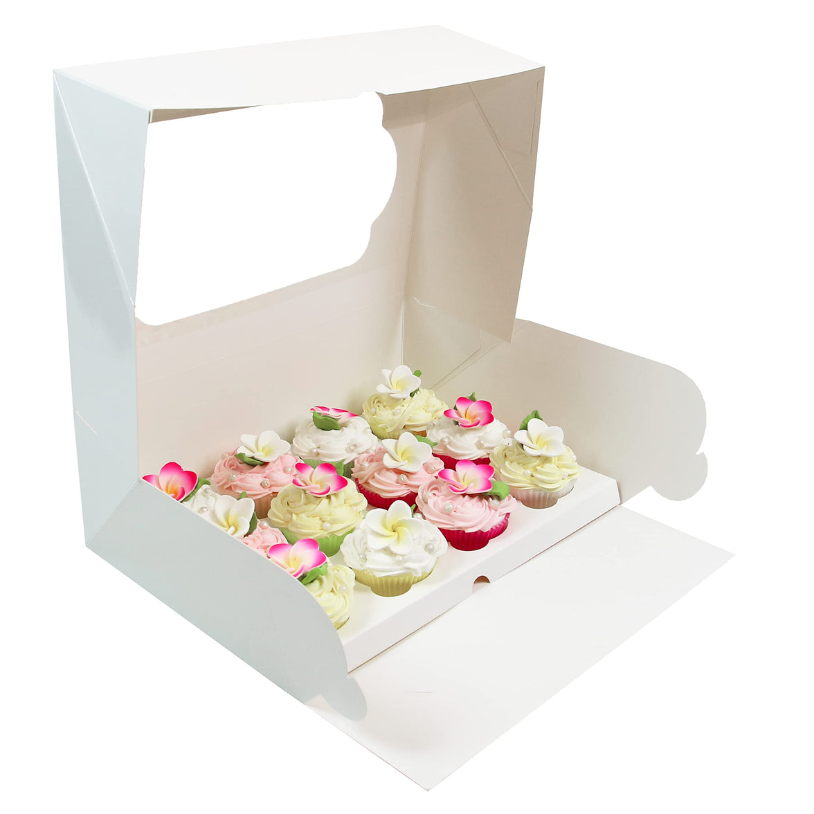Extra Deep Quarter Sheet Cupcake Box with Insert and Window, Auto-Popup, 14 x 10 x 5 Inches