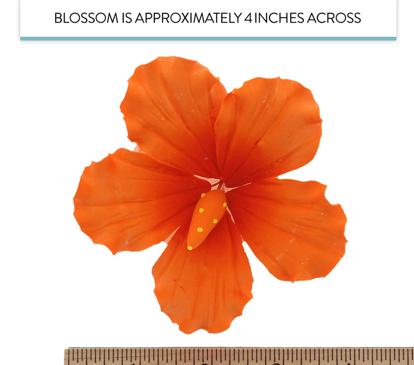 Hibiscus Sugar Cake Flowers, Orange Tropical Sugar Flowers, by Global Sugar Art