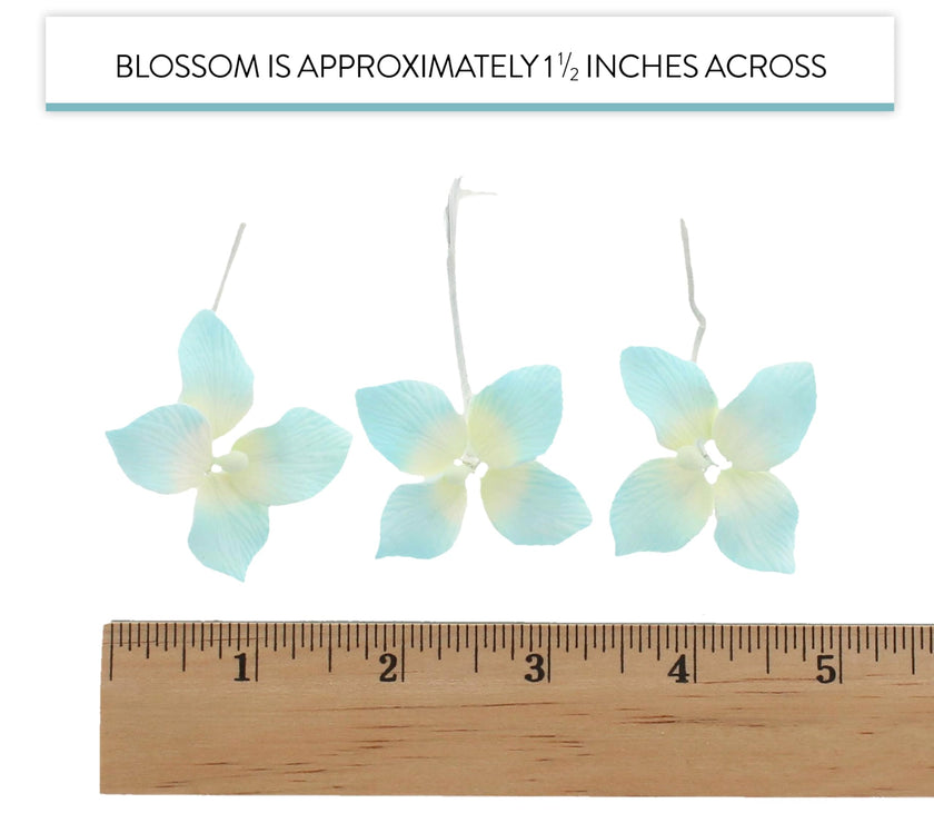 Hydrangea Blossoms, Flat Sugar Flowers by Global Sugar Art, 24 Count Blue