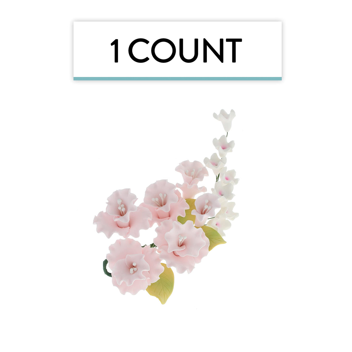 Flower Blossom Spray, Gum Paste Sugar Flowers for Cake Decorating, White Cherry Blossoms with Leaves