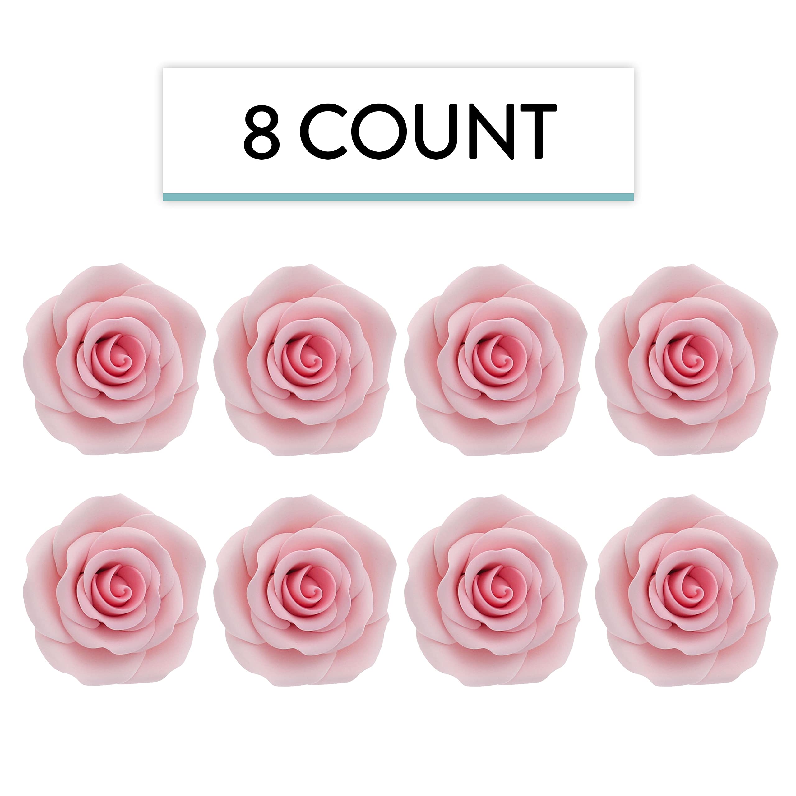 Shrub Rose Sugar Flowers for Cakes, by Global Sugar Art, Large, Pink