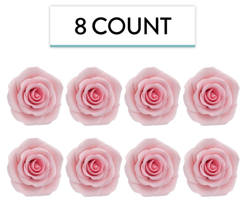 Shrub Rose Sugar Flowers for Cakes, by Global Sugar Art, Large, Pink
