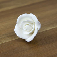 Deluxe White Roses for Cake Decorating, Premium Unwired Sugar Flowers by Global Sugar Art, White, Small
