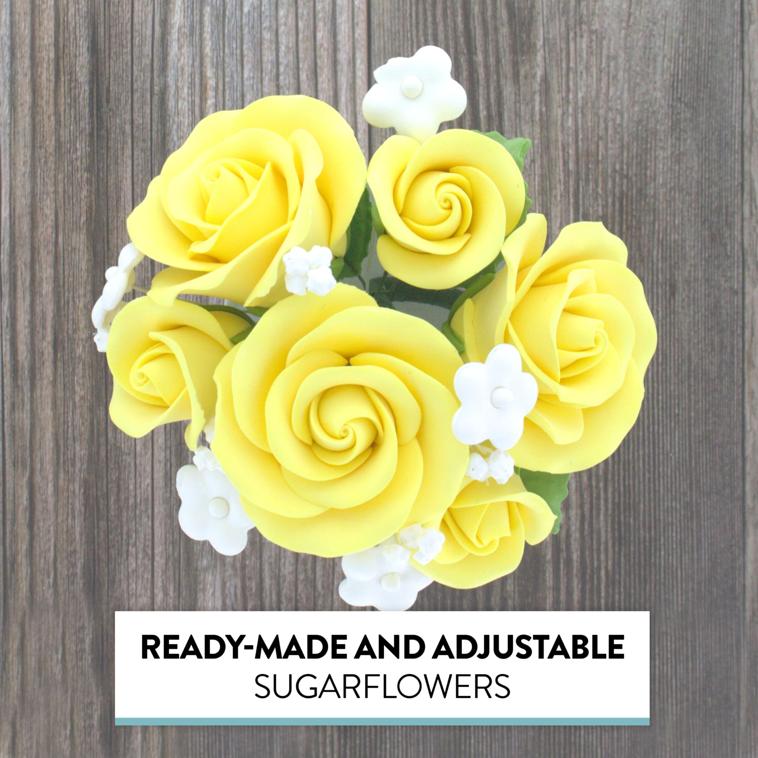 Rose Bouquet Cake Decoration, Elegant Garden Rose Cake Topper, by Global Sugar Art, Yellow