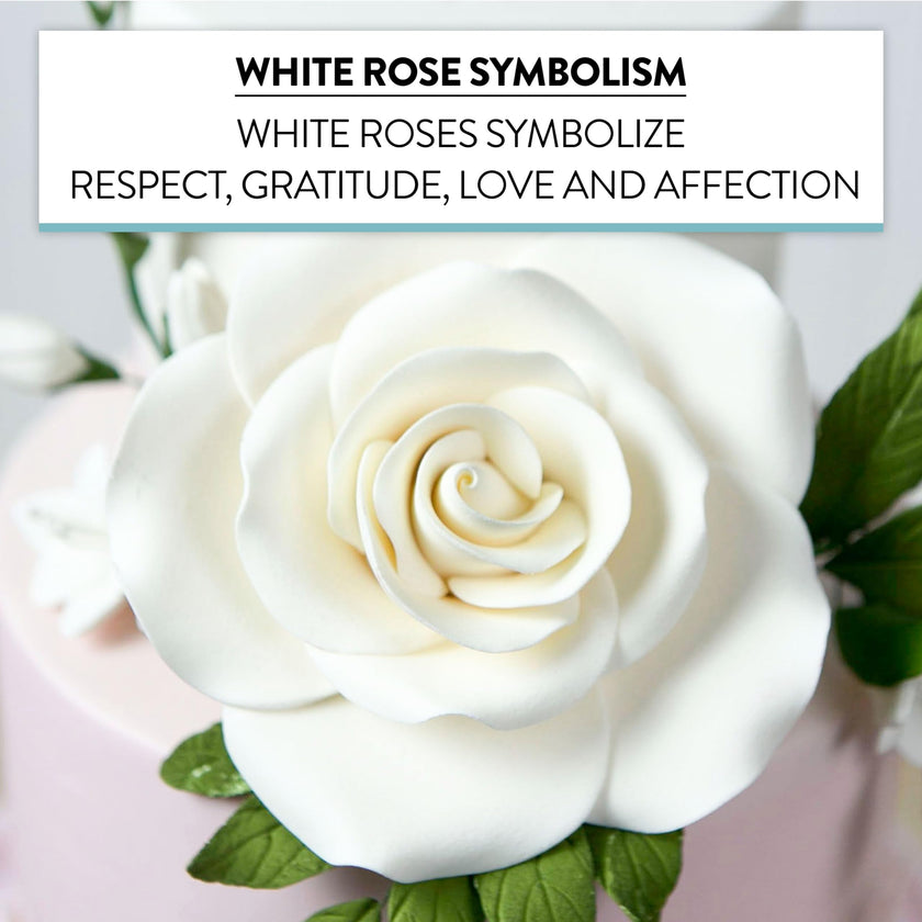 Jumbo Rose Sugar Cake Flowers by Global Sugar Art, White