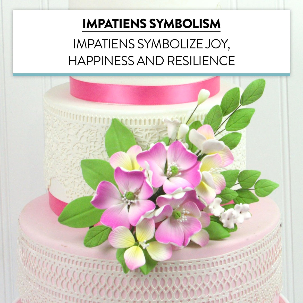 Impatiens Sugar Cake Flower Spray, by Global Sugar Art, Pink, 1 Count