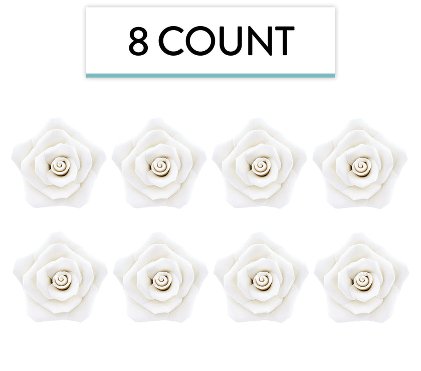 Shrub Rose Sugar Flowers for Cakes, by Global Sugar Art, Large, White