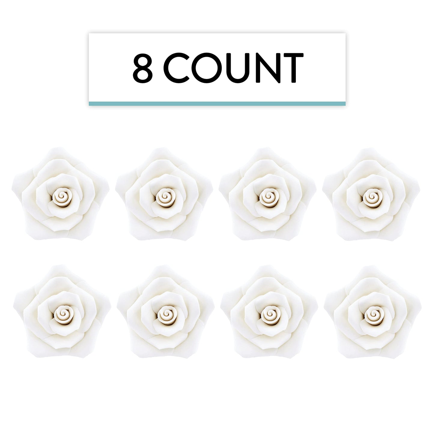 White Shrub Rose, Wired, 2.5-inch, 8 Count