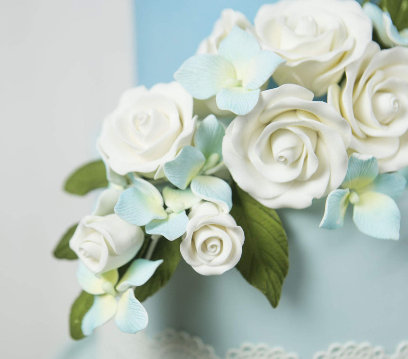 Hydrangea Blossoms, Flat Sugar Flowers by Global Sugar Art, 24 Count Blue
