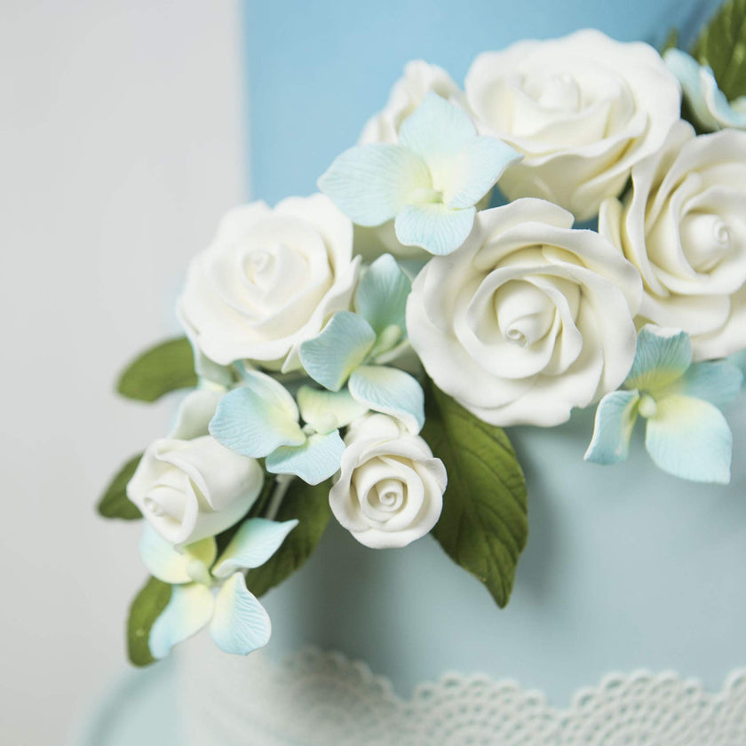 Hydrangea Blossoms, Flat Sugar Flowers by Global Sugar Art, 24 Count Blue