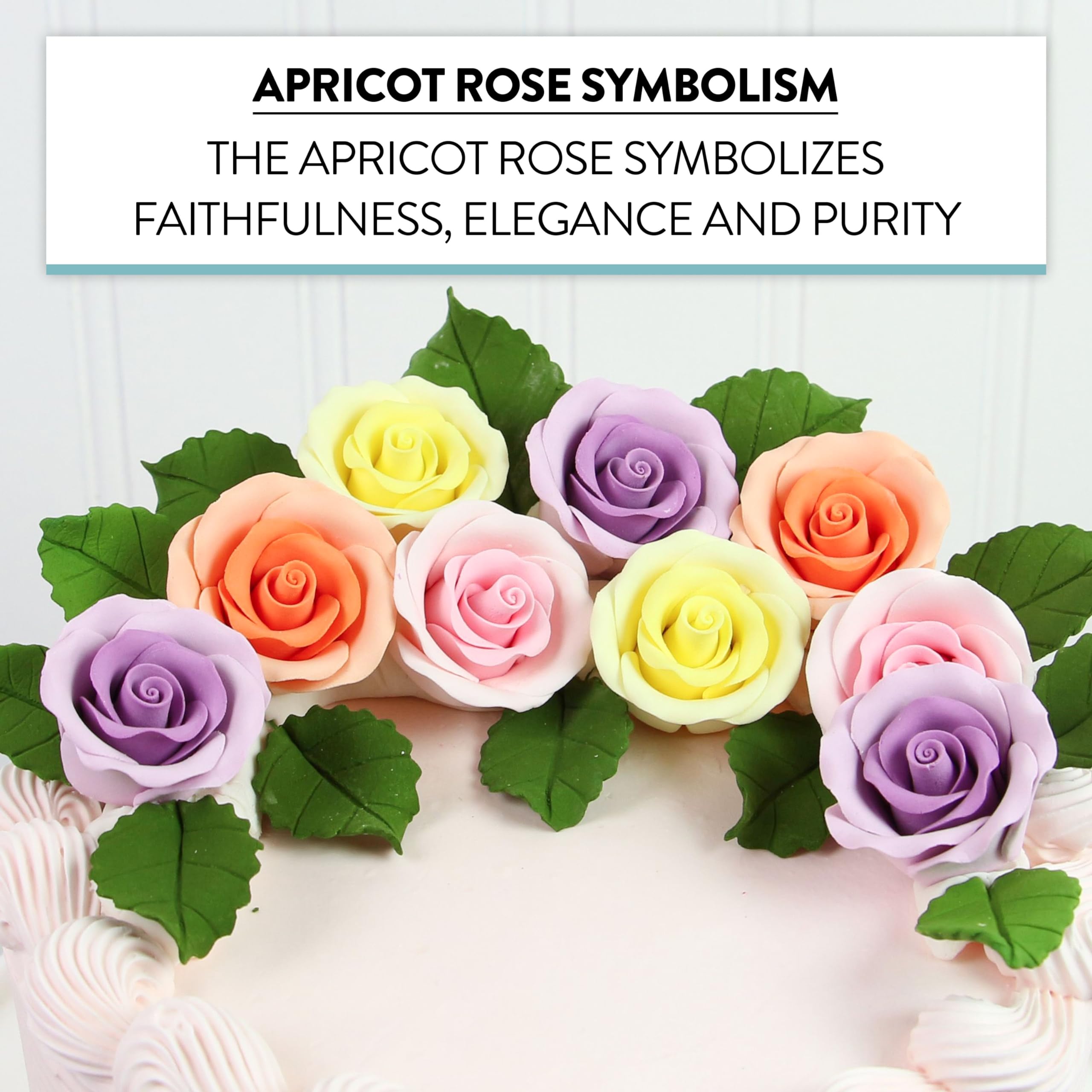 Premium Roses for Decorating Cakes and Cupcakes, by Global Sugar Art, Medium, Lavender Pink Yellow Peach