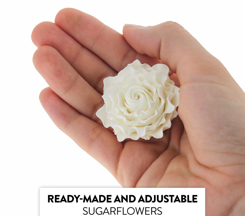 Gardenia Sugar Cake Flowers, White, 8 Count by Global Sugar Art