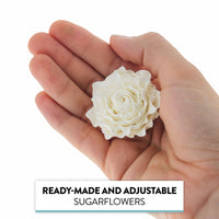 Gardenia Sugar Cake Flowers, White, 8 Count by Global Sugar Art