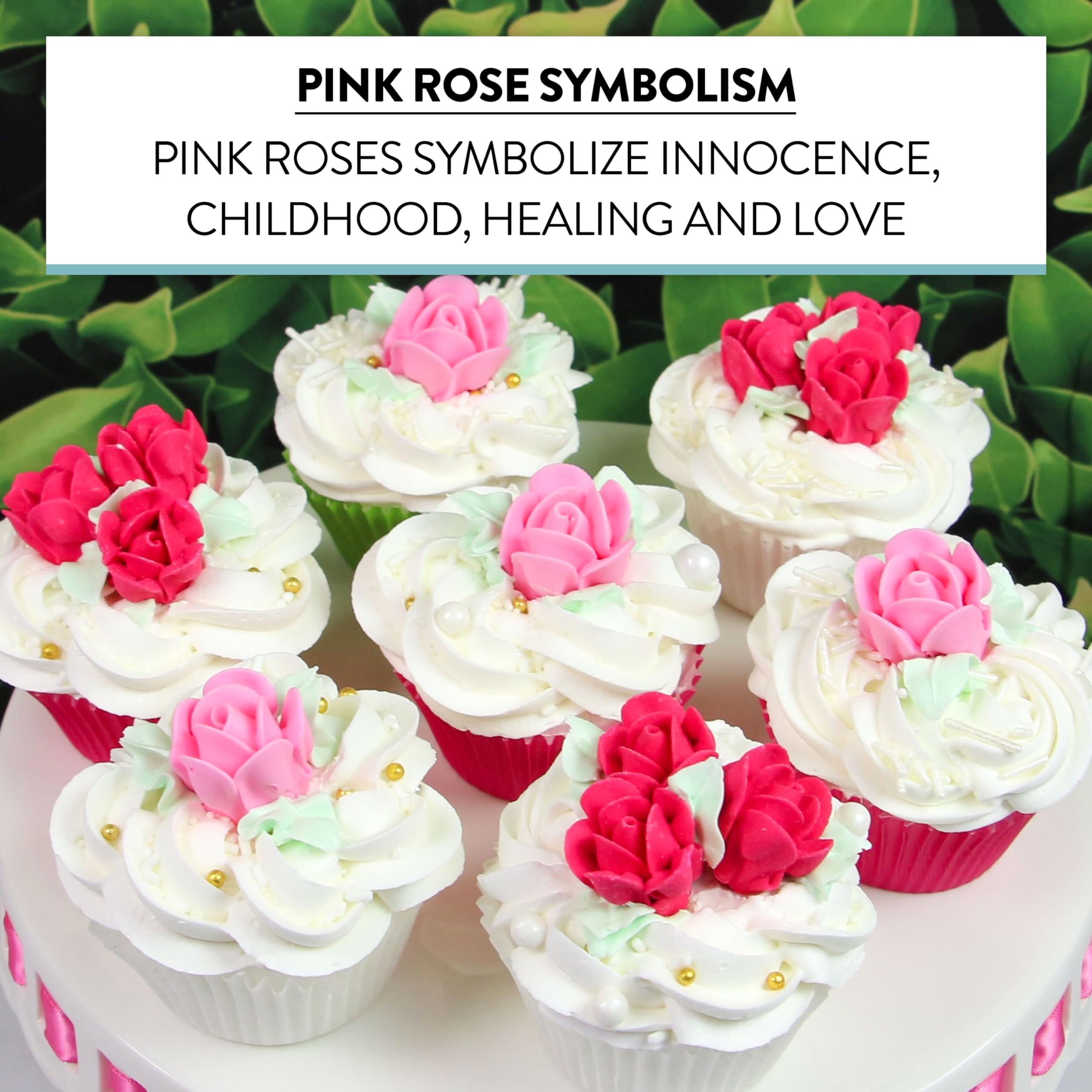 Edible Royal Icing Roses, Two Dozen Roses for Cupcake Decorating, by Global Sugar Art, Pink and Red Rose Set