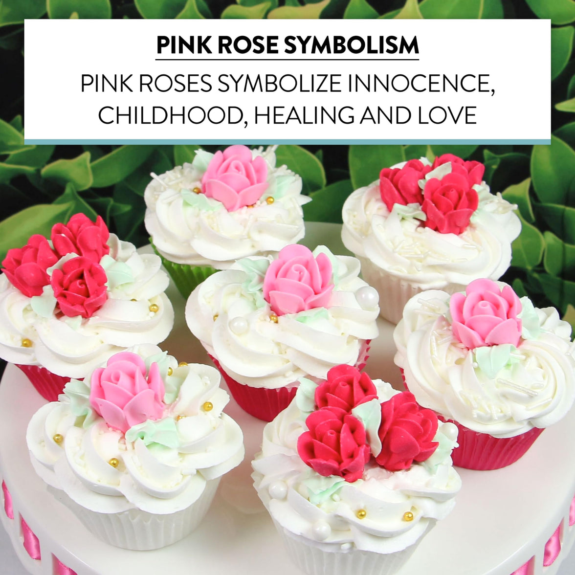Edible Royal Icing Roses, Two Dozen Roses for Cupcake Decorating, by Global Sugar Art, Pink and Red Rose Set