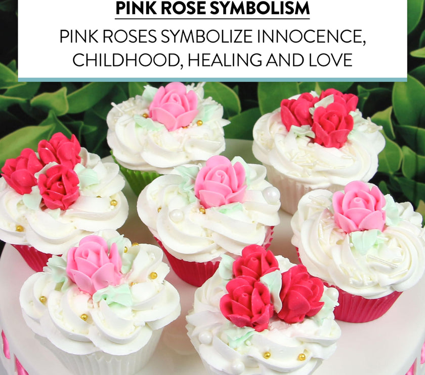 Edible Royal Icing Roses, Two Dozen Roses for Cupcake Decorating, by Global Sugar Art, Pink and Red Rose Set