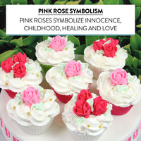 Edible Royal Icing Roses, Two Dozen Roses for Cupcake Decorating, by Global Sugar Art, Pink and Red Rose Set