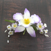 Orchid Sugar Cake Flower Sprays, Violet Cattleya Orchid Spray, by Global Sugar Art