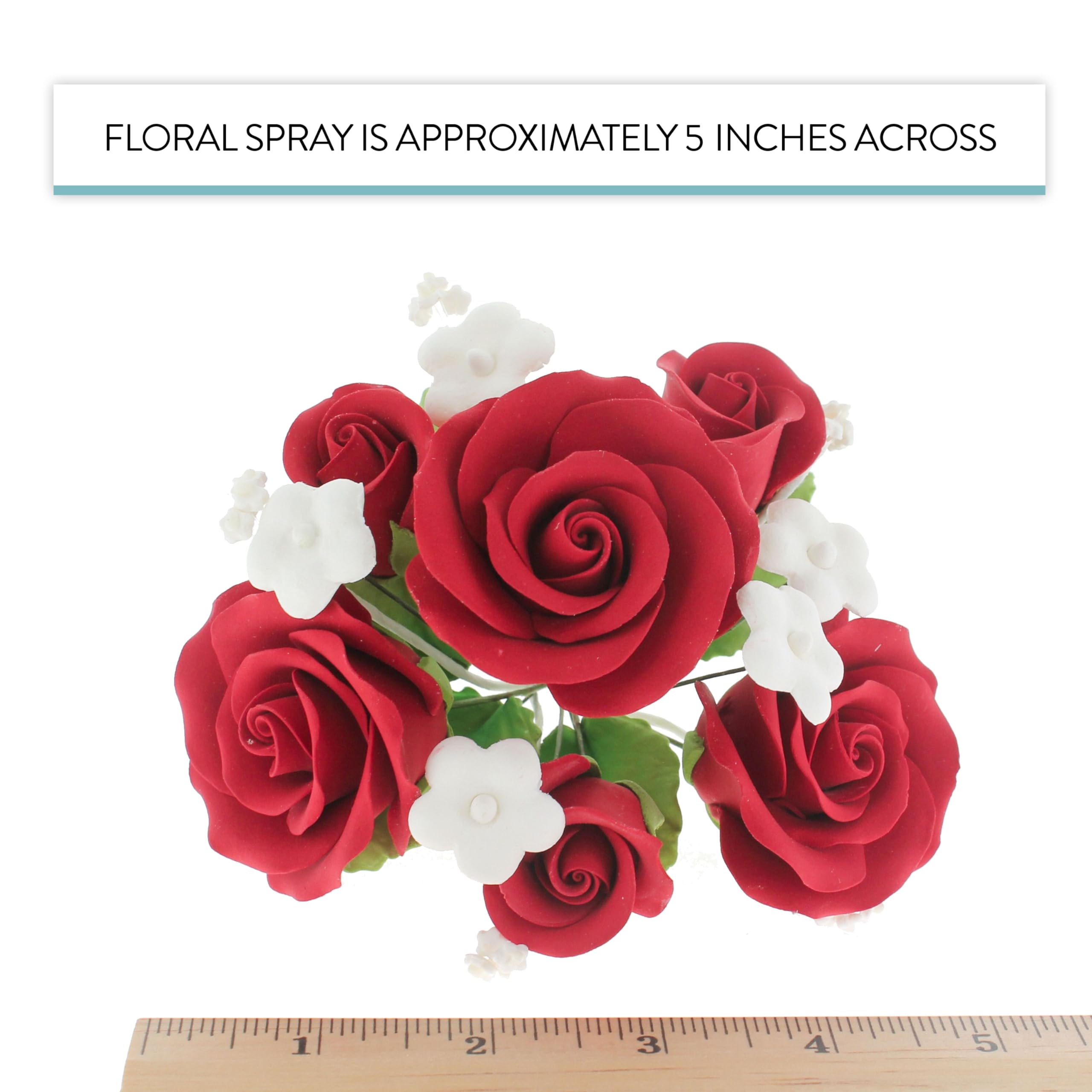 Rose Bouquet Cake Decoration, Elegant Garden Rose Cake Topper, by Global Sugar Art, Red