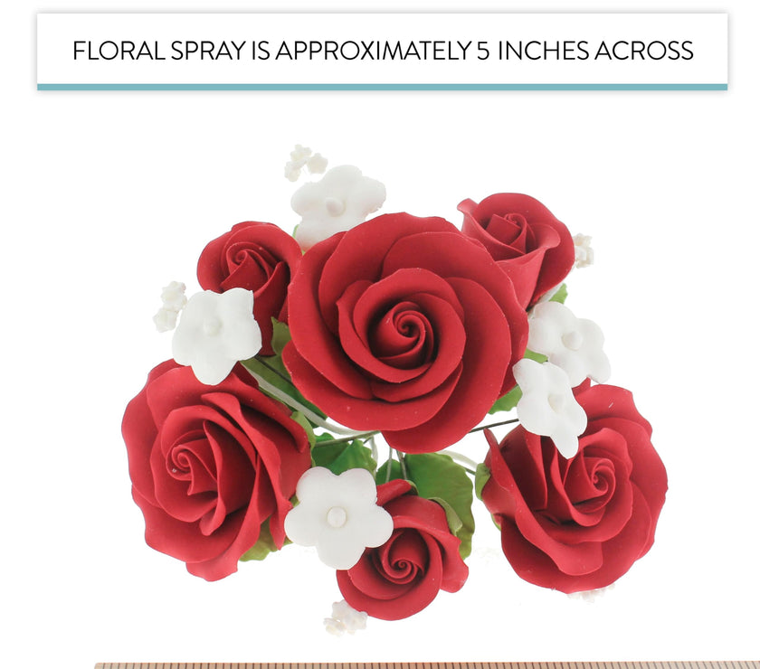 Rose Bouquet Cake Decoration, Elegant Garden Rose Cake Topper, by Global Sugar Art, Red