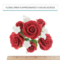 Rose Bouquet Cake Decoration, Elegant Garden Rose Cake Topper, by Global Sugar Art, Red