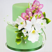 Orchid Sugar Cake Flower Sprays, White Cattleya Arched Orchid Spray, by Global Sugar Art