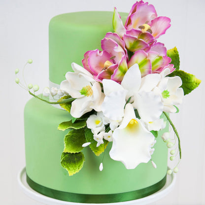 White Arched Cattleya Orchid Spray