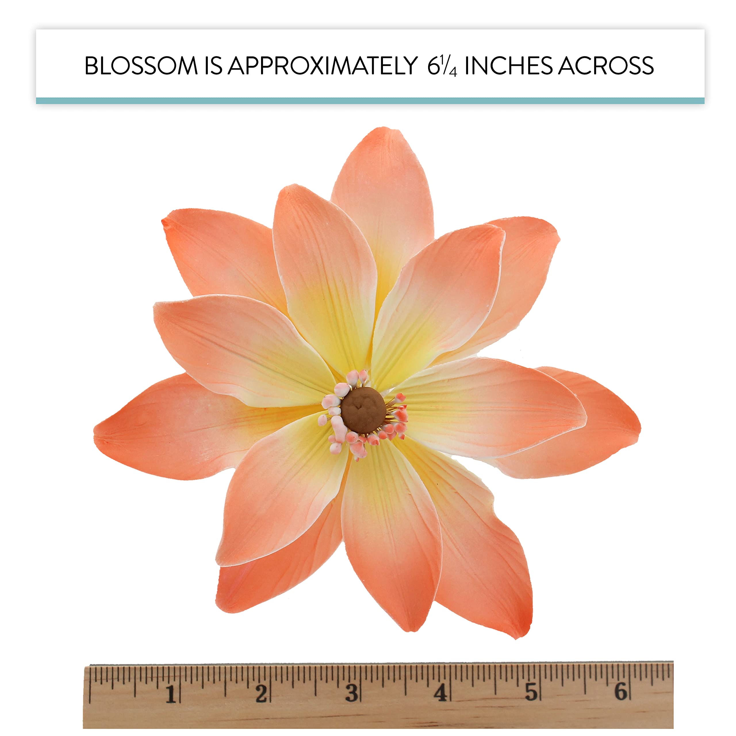 Tranquil Water Flowers, Decorative Sugar Cake Flowers by Global Sugar Art, 3 Count, Peach