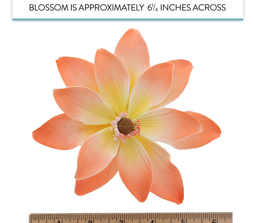 Tranquil Water Flowers, Decorative Sugar Cake Flowers by Global Sugar Art, 3 Count, Peach