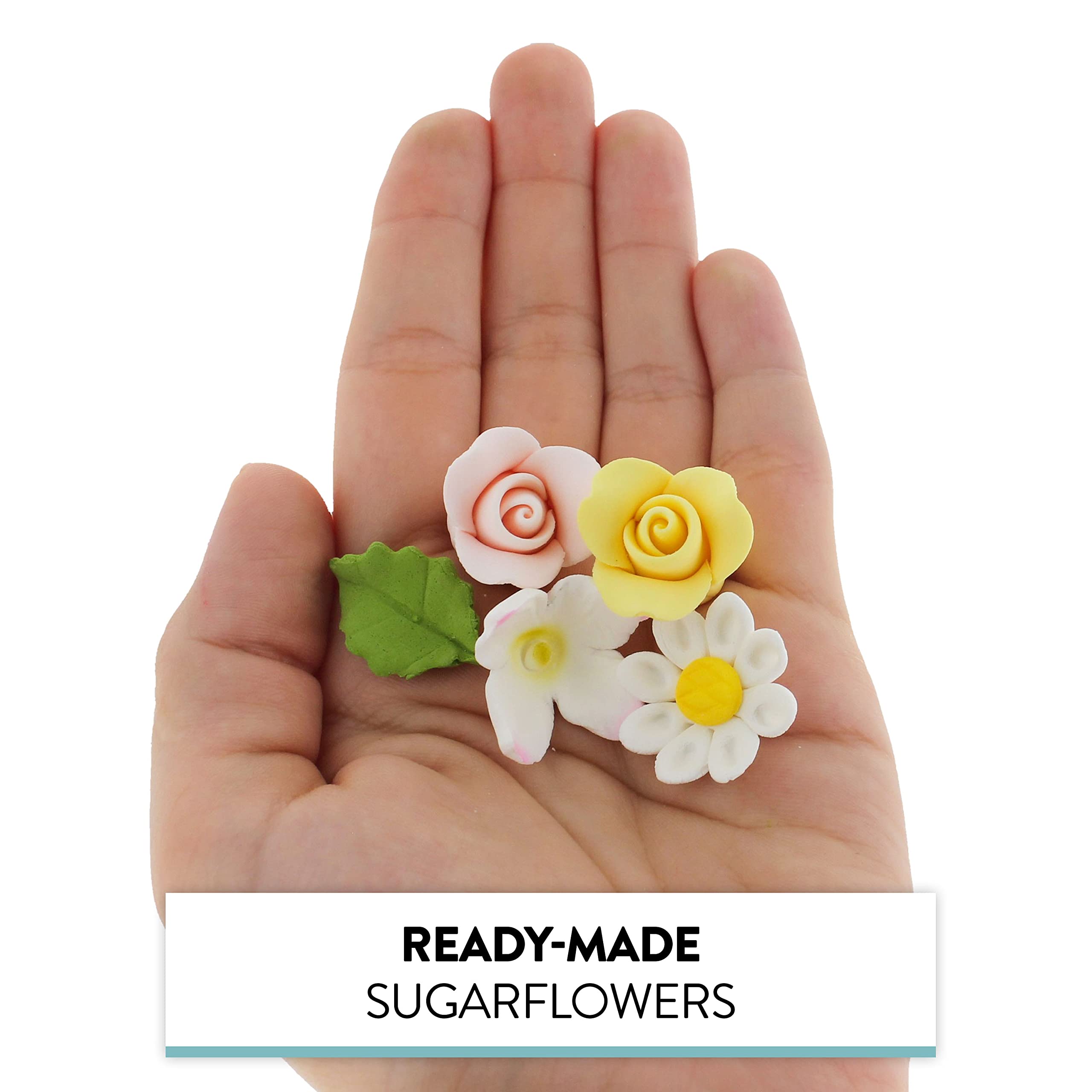 Roses, Blossoms & Leaves Gum Paste Cake Flowers 42 Count Sugar Flowers by Global Sugar Art
