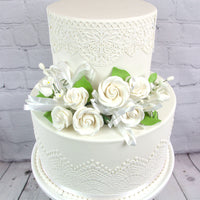 Petite Rose Spray, Sugar Flower Spray for Cakes, by Global Sugar Art, White 2 Count