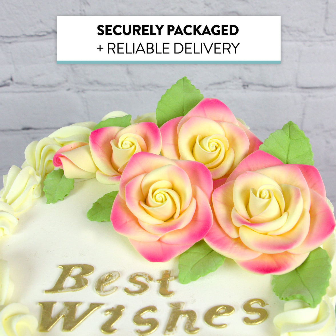 Exquisite Rose & Leaf Kit, Sugar Cake Flowers by Global Sugar Art, Yellow and Pink Roses with Leaves, 15-Piece Set
