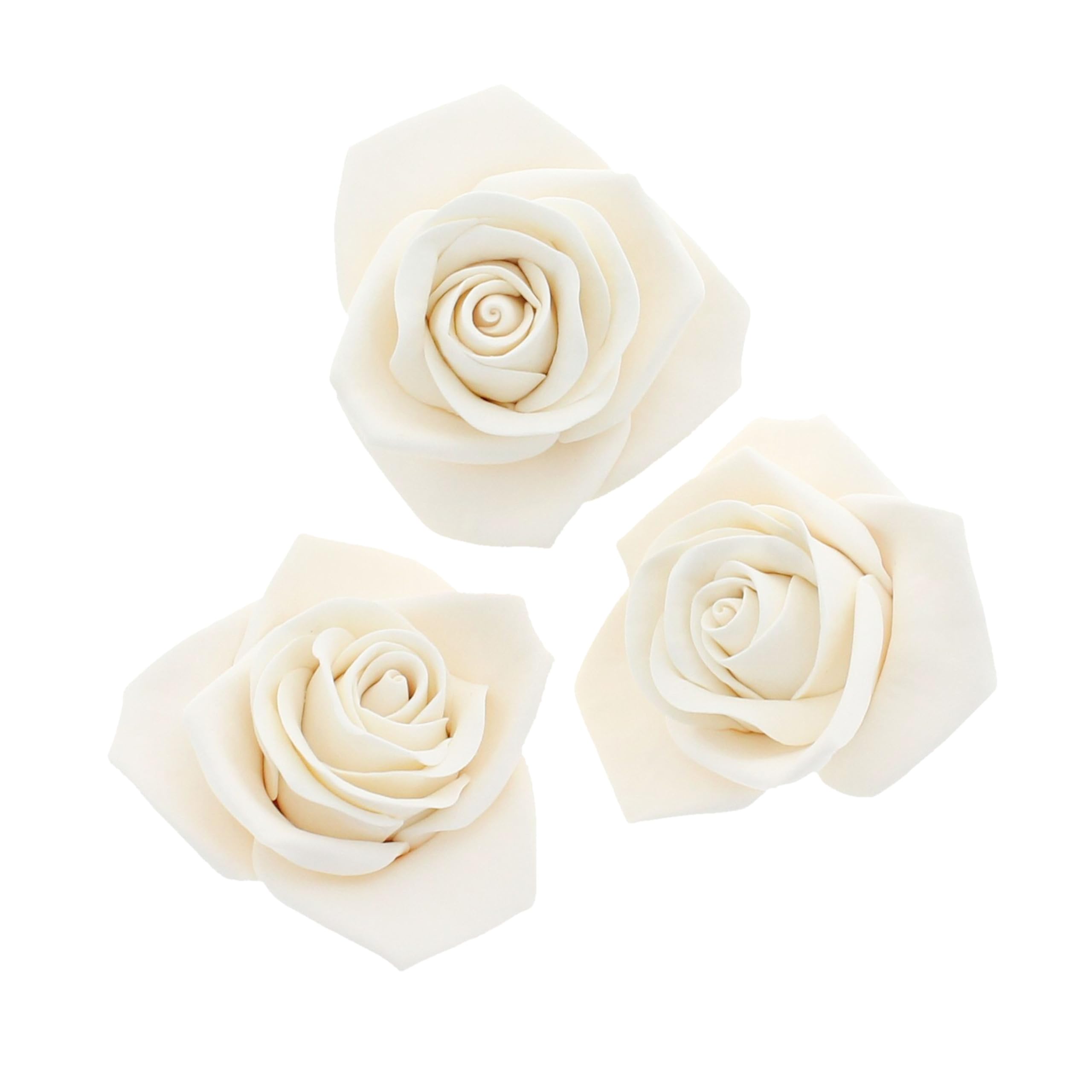 Peace Rose Sugar Flowers for Cake Decorating, by Global Sugar Art, Large, White