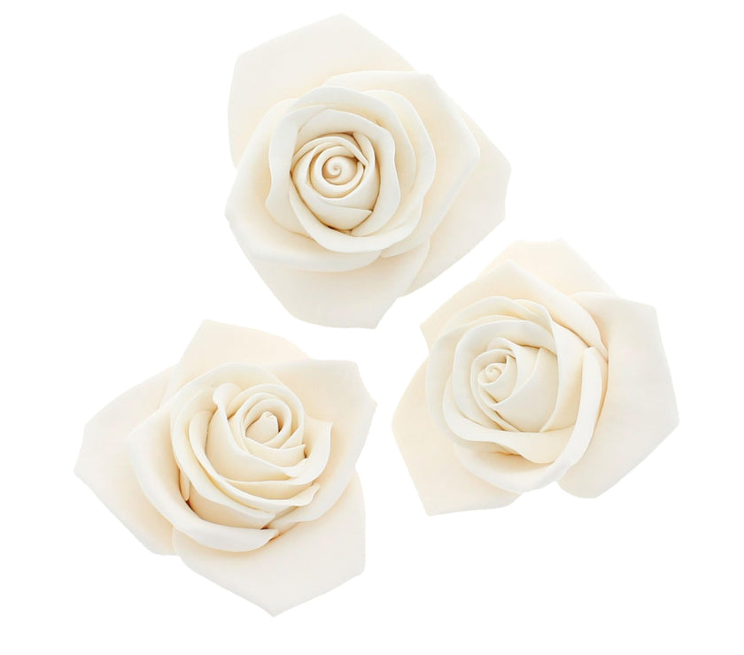 Peace Rose Sugar Flowers for Cake Decorating, by Global Sugar Art, Large, White